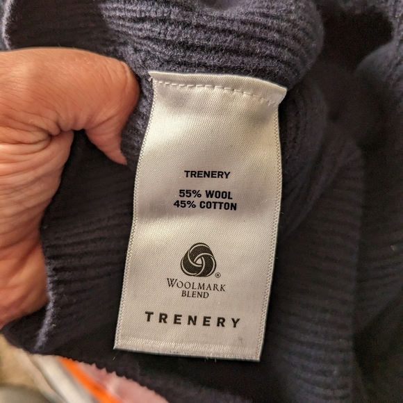 Trenery Merino/Cotton Blend Shawl Collar Knit Sweater Sz L - Picture 7 of 11